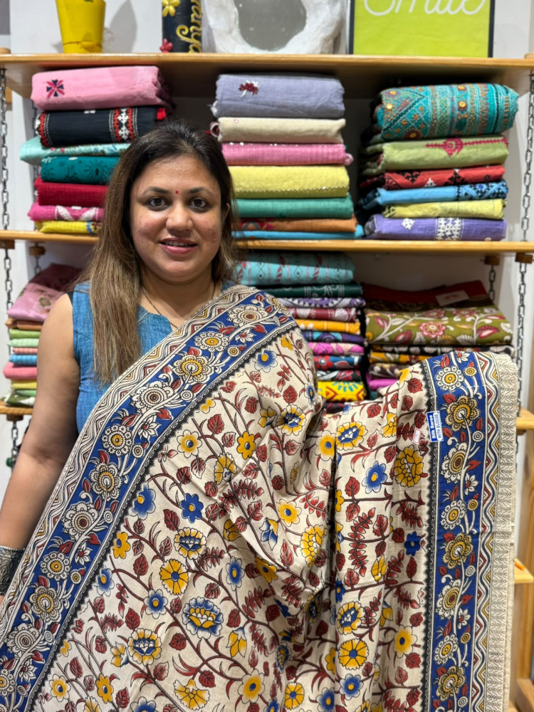 Image of Chenuri Silk Kalamkari Saree