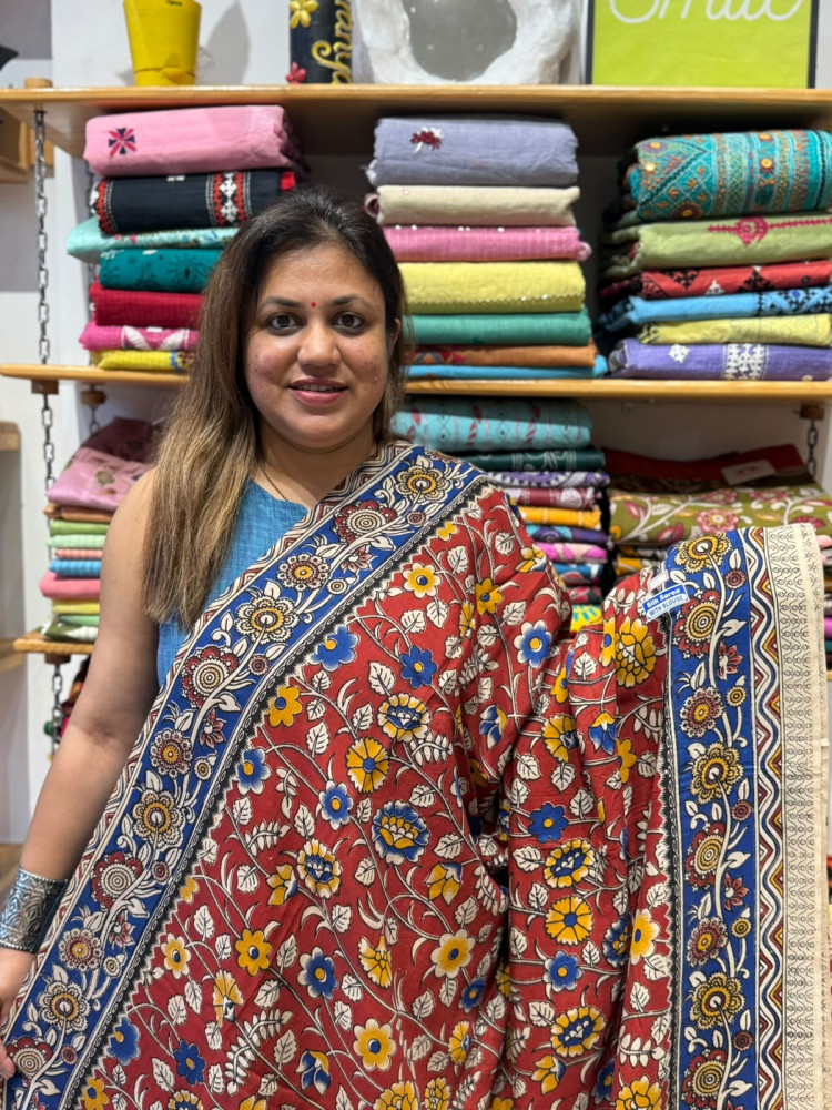 Image of Chenuri Silk Kalamkari Saree
