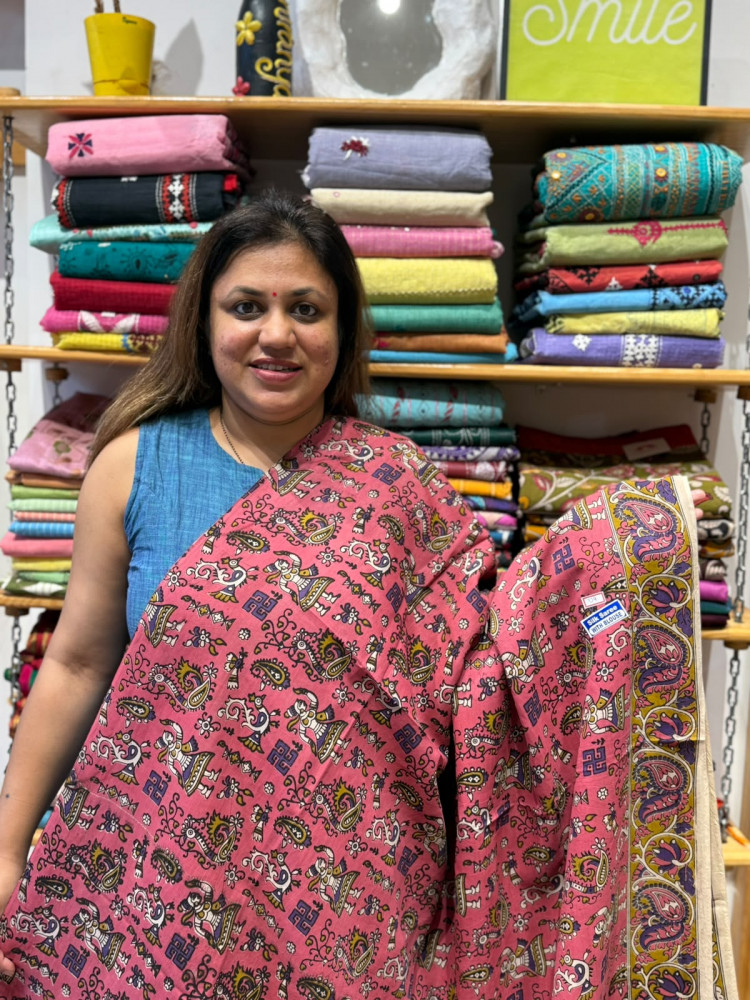 Image of Chenuri Silk Kalamkari Saree