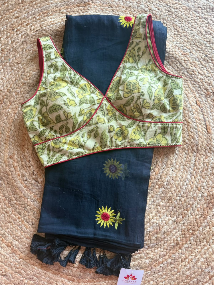 Image of Mul Saree with FREE SIZE Ready Blouse