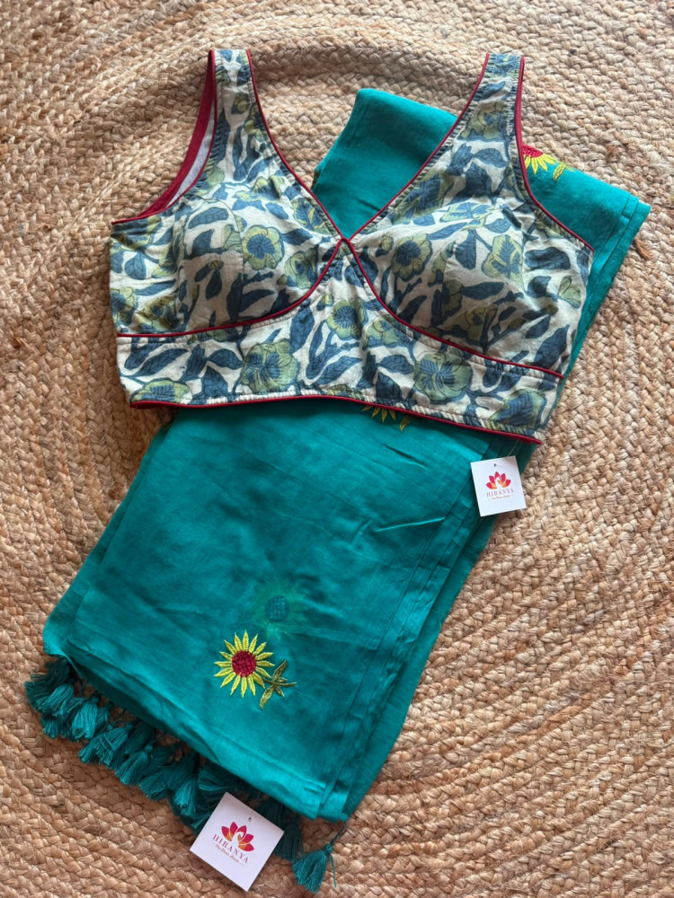 Image of Mul Saree with FREE SIZE Ready Blouse