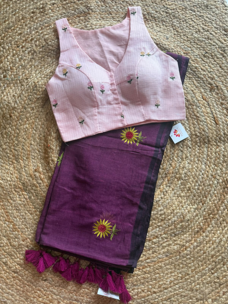 Image of Mul Saree with FREE SIZE Ready Blouse