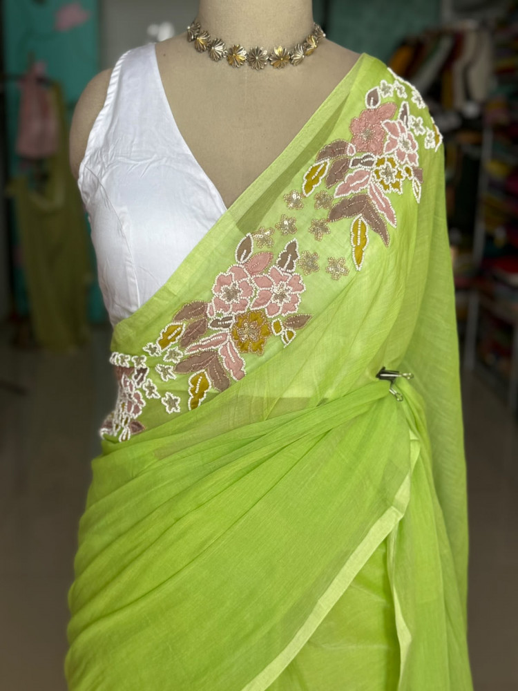 Image of Pearlwork Mul Saree