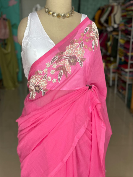 Pearlwork Mul Saree