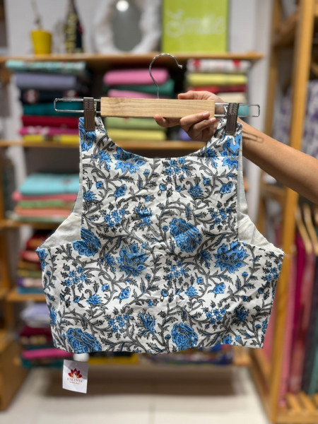 Handblock printed Sleeveless Padded Blouse - FREE SIZE