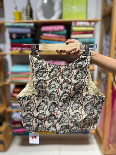 Handblock printed Sleeveless Padded Blouse - FREE SIZE