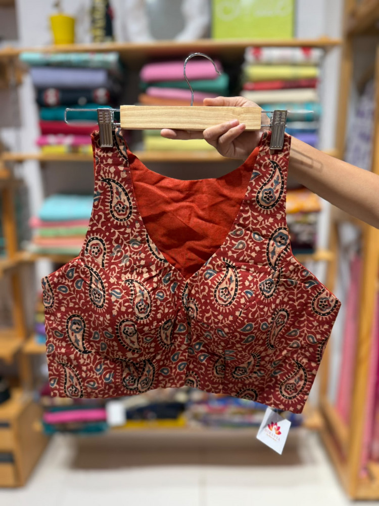 Image of Handblock printed Sleeveless  Padded Blouse - FREE SIZE