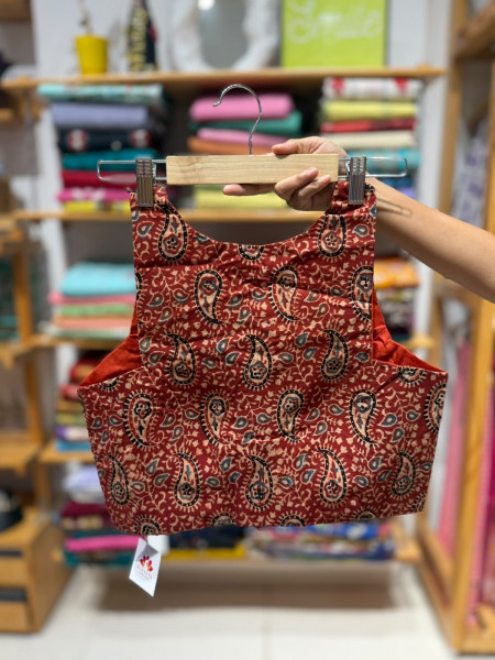 Handblock printed Sleeveless  Padded Blouse - FREE SIZE