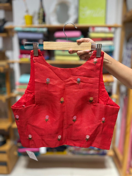Kota Silk Embroidered Sleeveless Padded Blouse