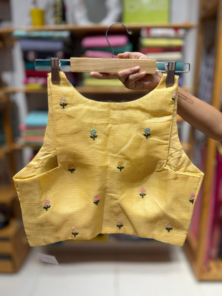 Kota Silk Embroidered Sleeveless Padded Blouse