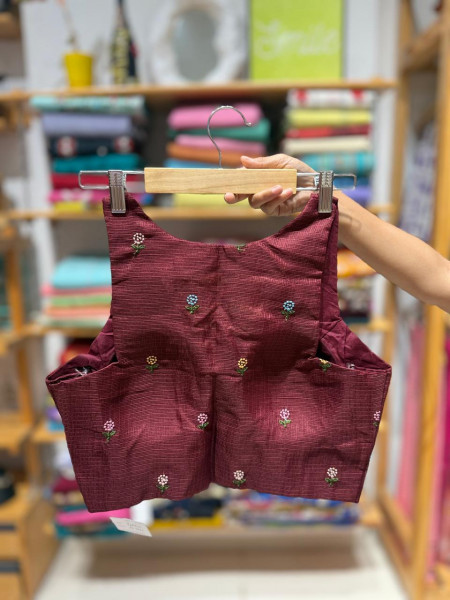 Kota Silk Embroidered Sleeveless Padded Blouse