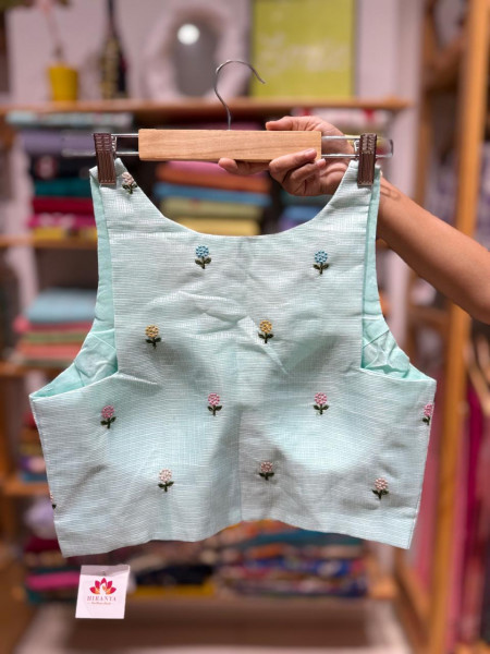 Kota Silk Embroidered Sleeveless Padded Blouse
