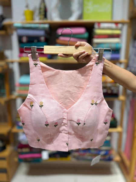 Kota Silk Embroidered Sleeveless Padded Blouse