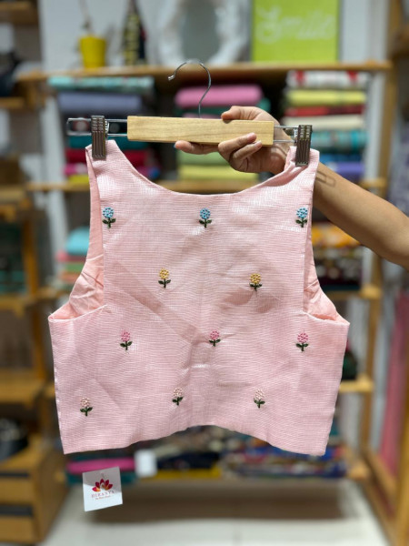 Kota Silk Embroidered Sleeveless Padded Blouse