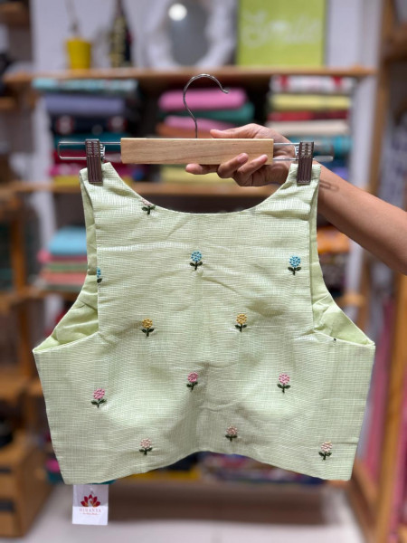 Kota Silk Embroidered Sleeveless Padded Blouse