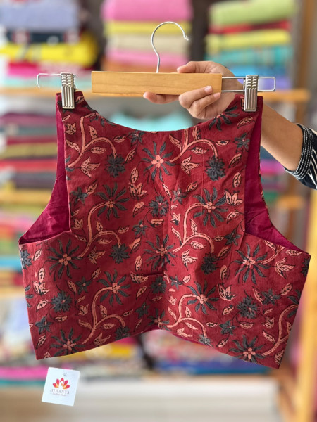 Handblock printed Sleeveless Padded Blouse - FREE SIZE