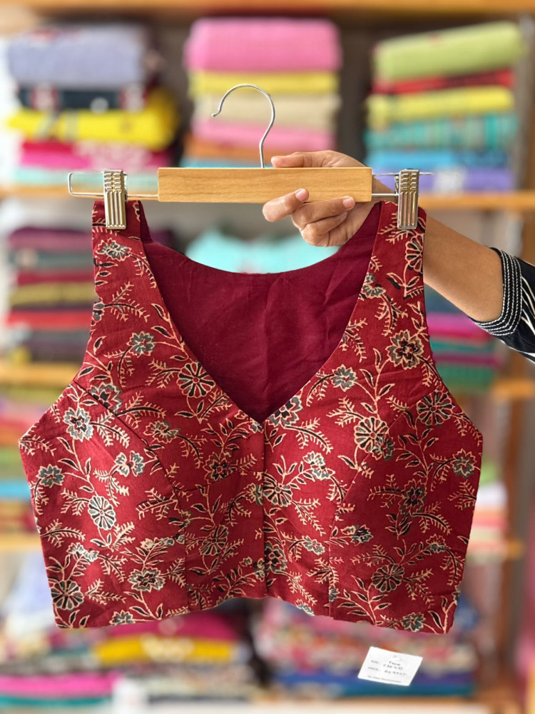 Image of Handblock printed Sleeveless Padded Blouse - FREE SIZE