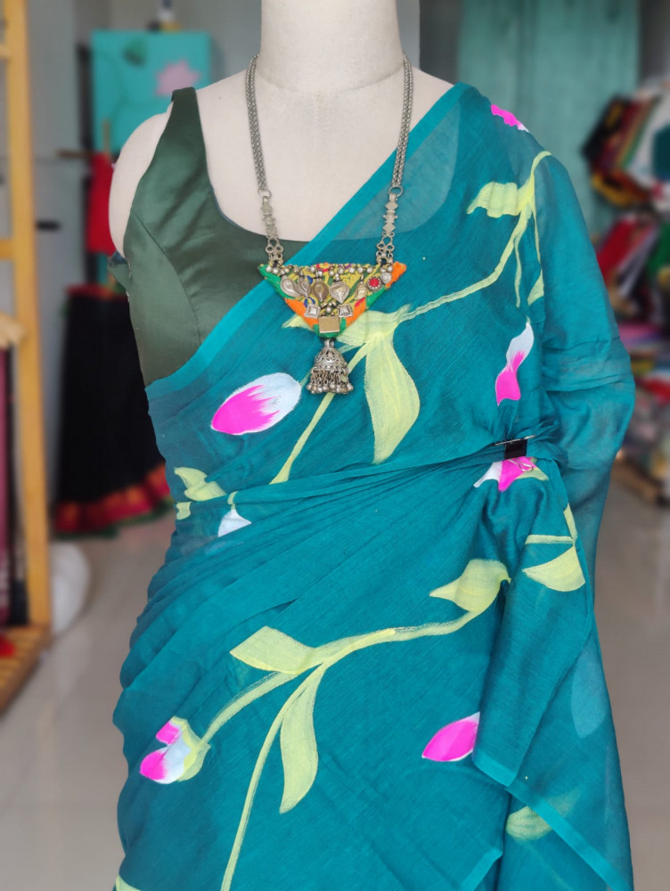 Image of Handpainted Mul Saree