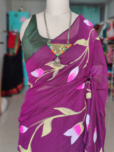 Handpainted Mul Saree