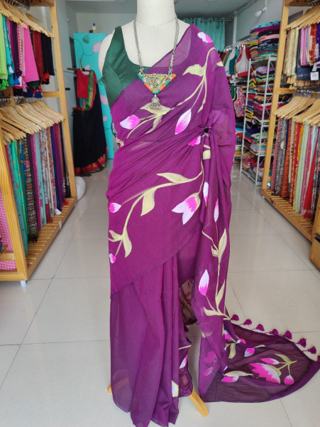 Handpainted Mul Saree