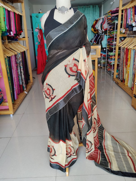 Bengal Cotton Handblock print Saree