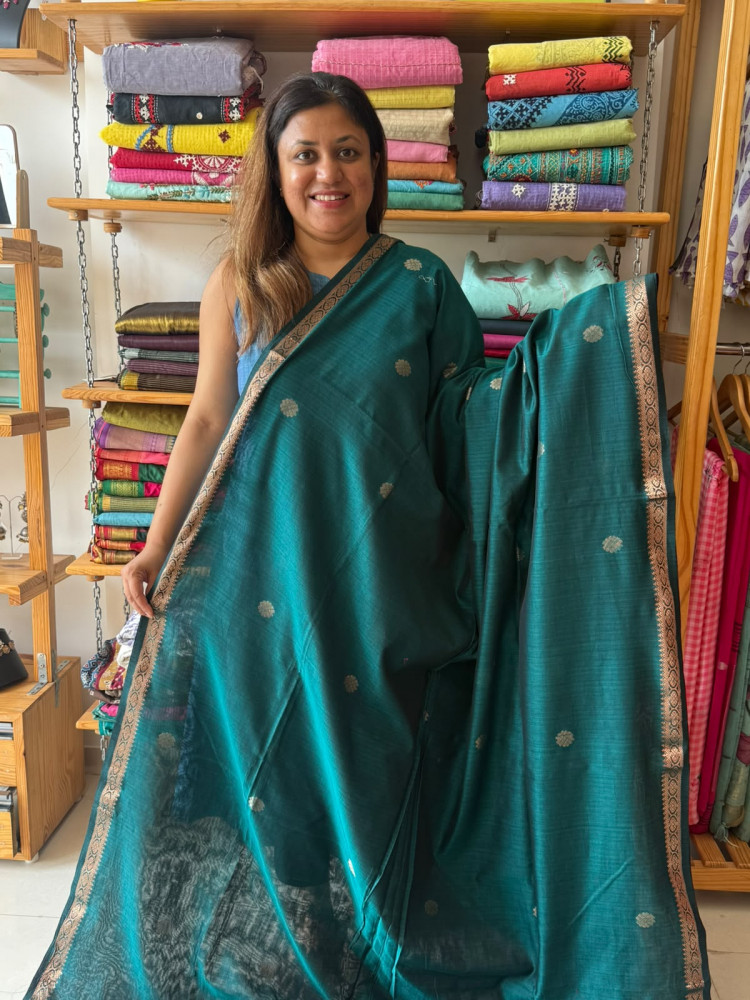 Image of Mercerized Cotton Jamadani Weaving Saree