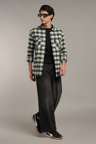 Image of The Brushed Check Twill Shirt – Black &amp; Ivory