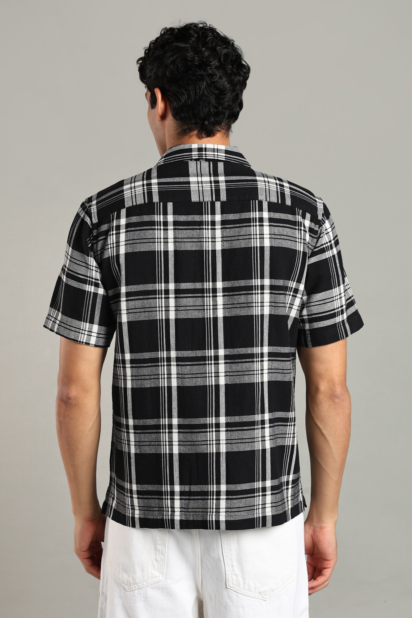 The Dobby Check Shirt  Black
