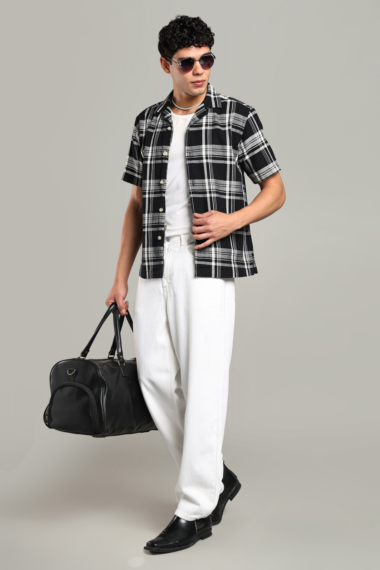 The Dobby Check Shirt  Black