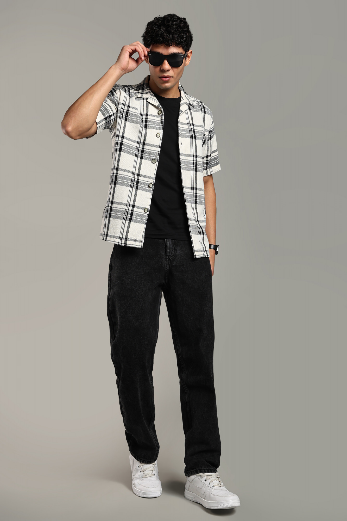 The Dobby Check Shirt  White
