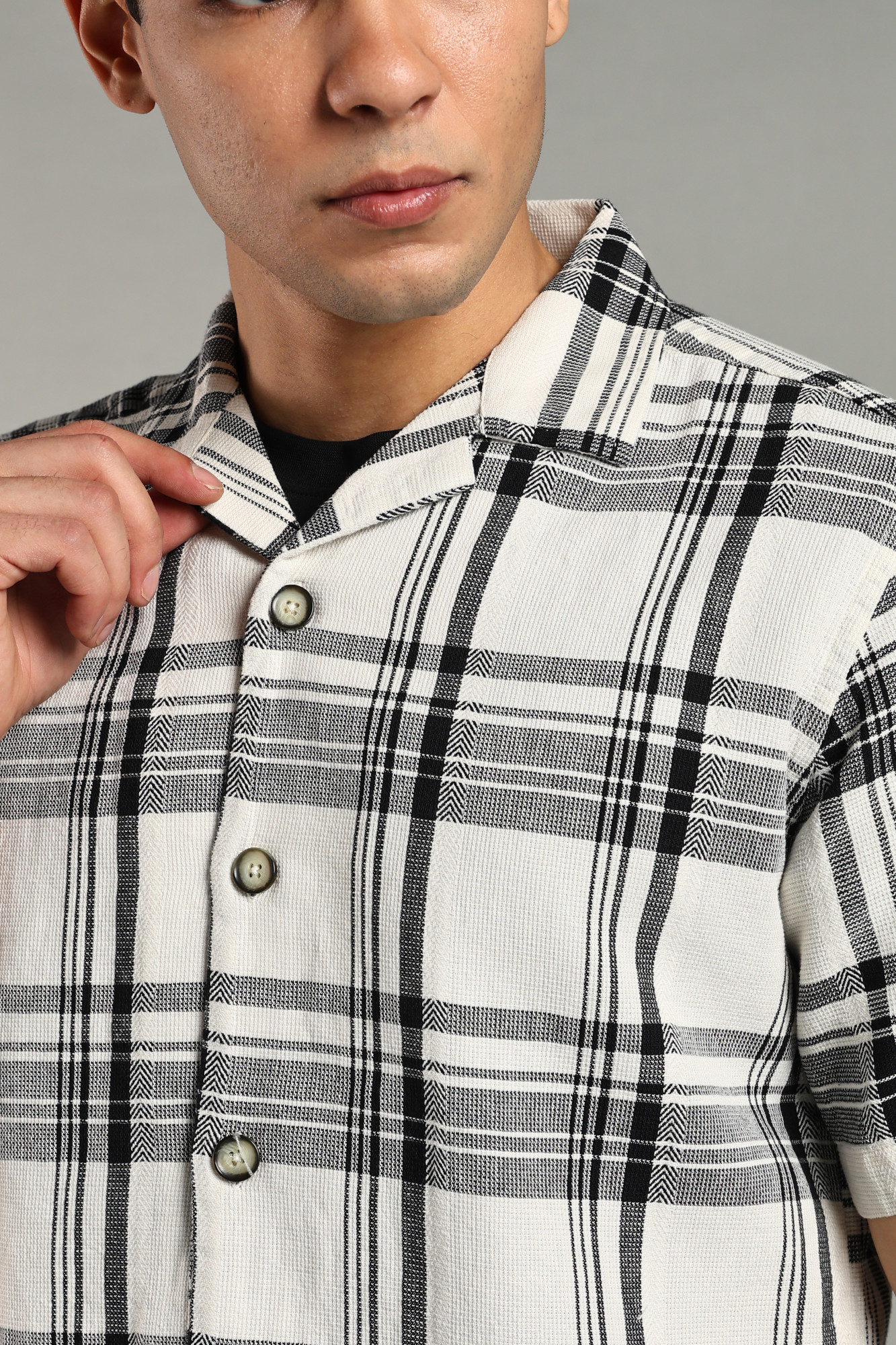 The Dobby Check Shirt  White