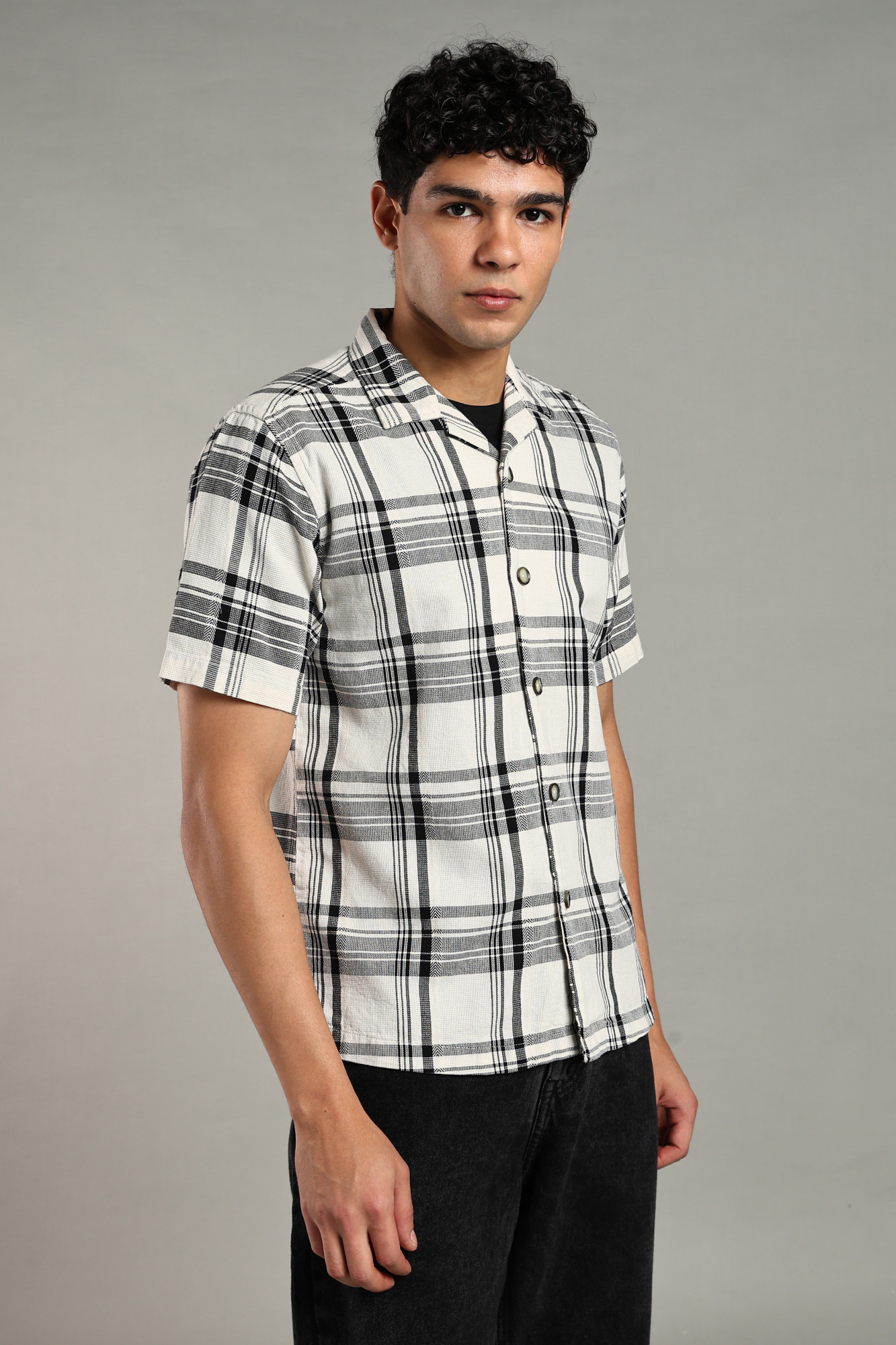The Dobby Check Shirt White