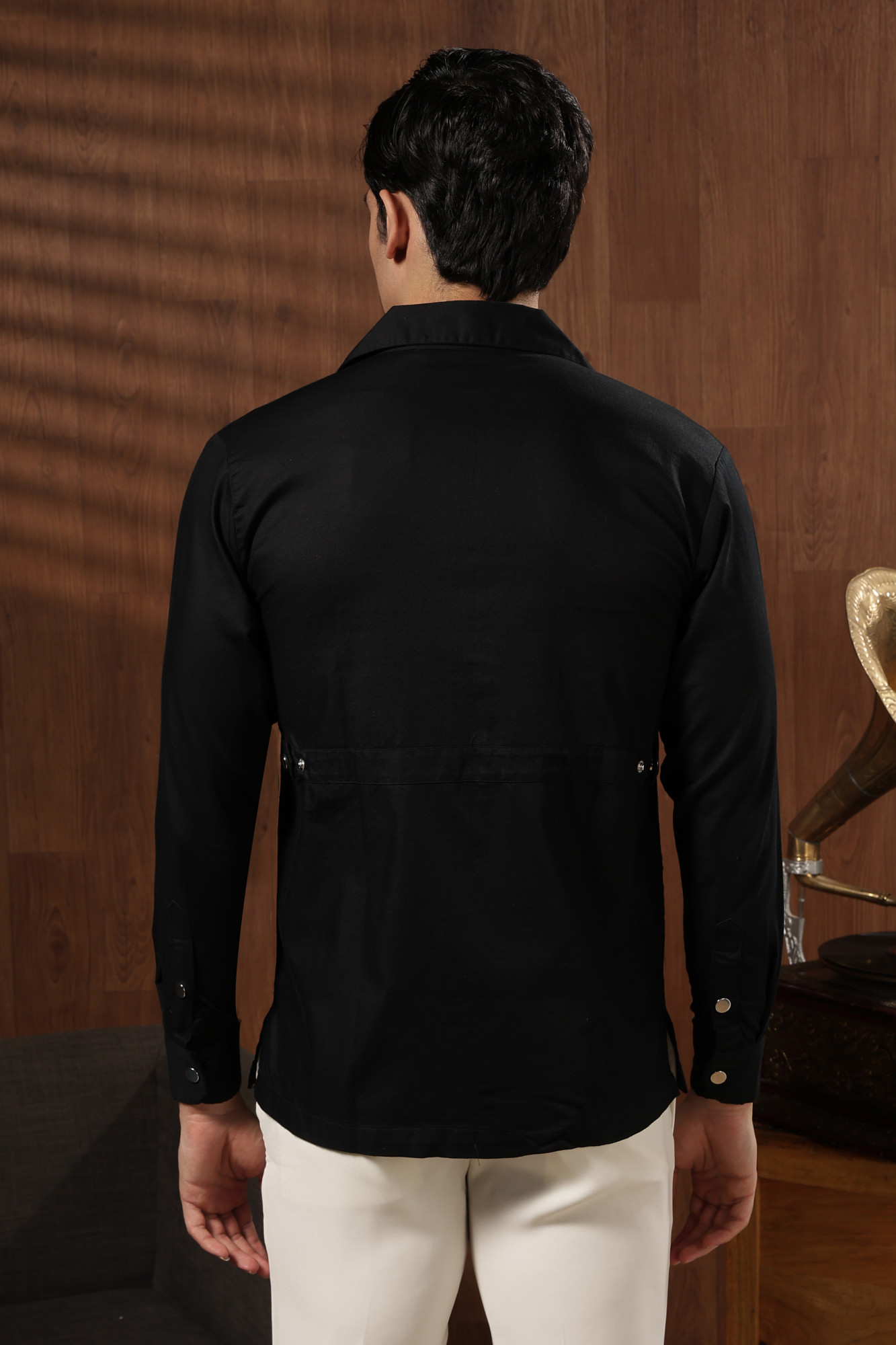 Classic Twill Shacket Black