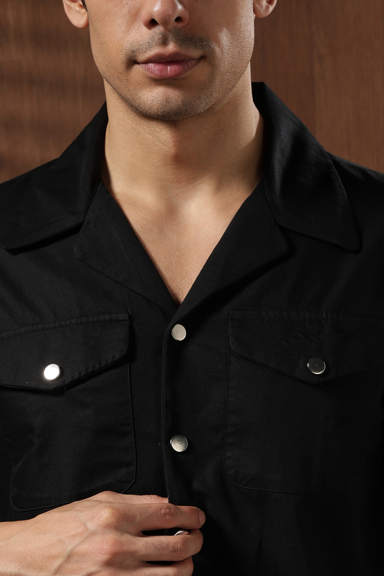 Classic Twill Shacket  Black