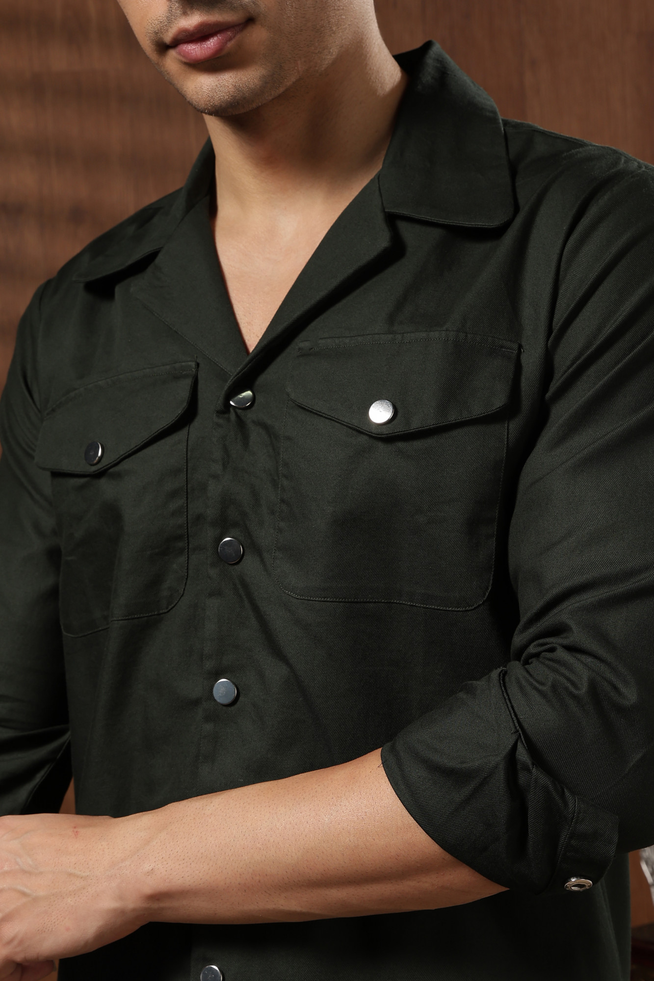 Classic Twill Shacket Bottle Green