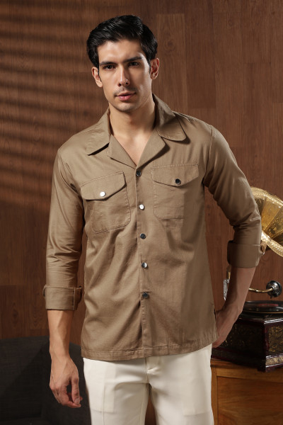Image of Classic Twill Shacket — Yellow