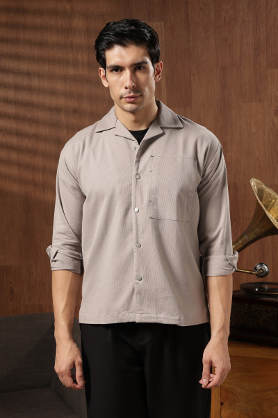 Image of The Tonal Panel Shirt – Gray