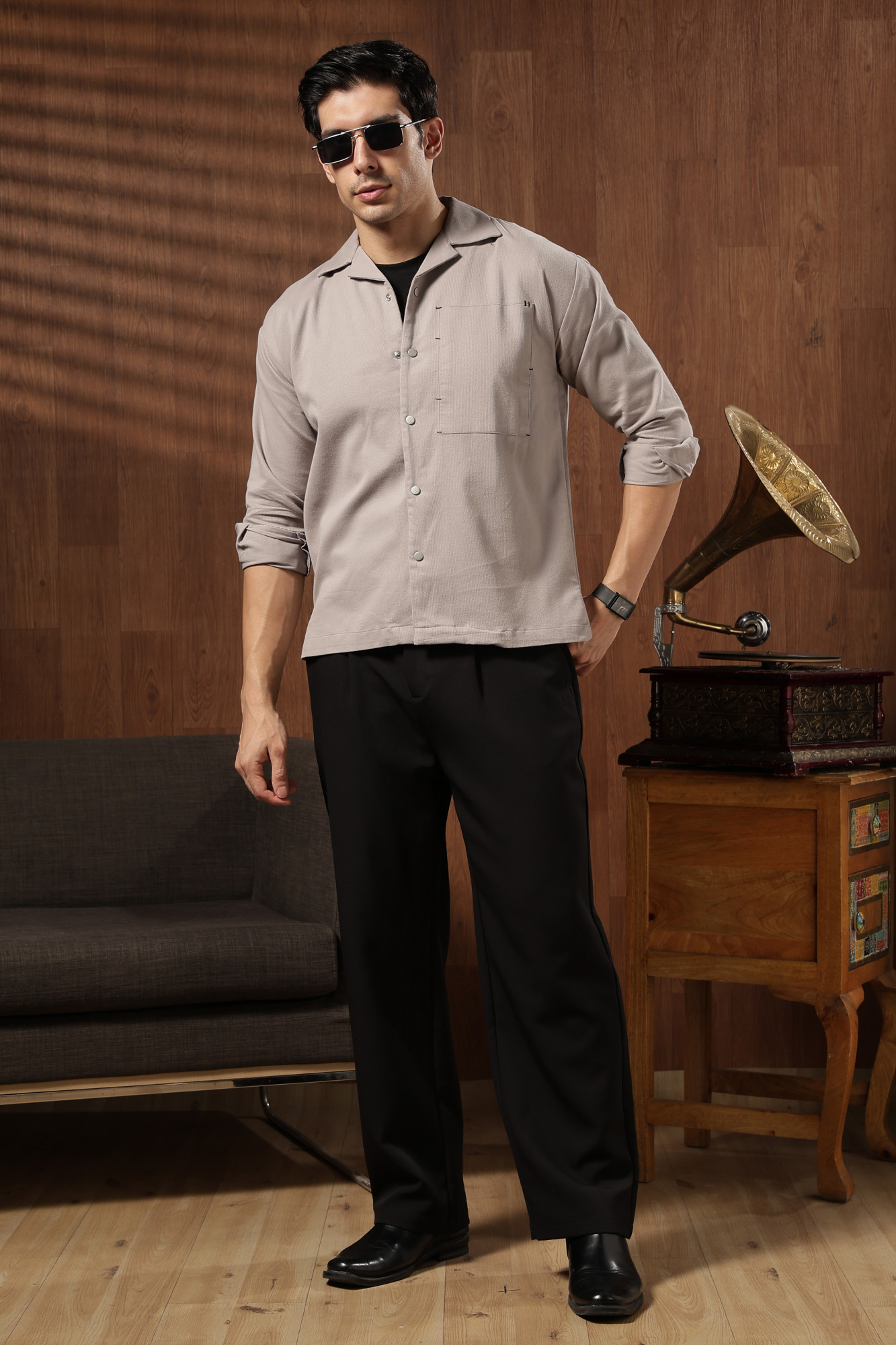 The Tonal Panel Shirt  Gray