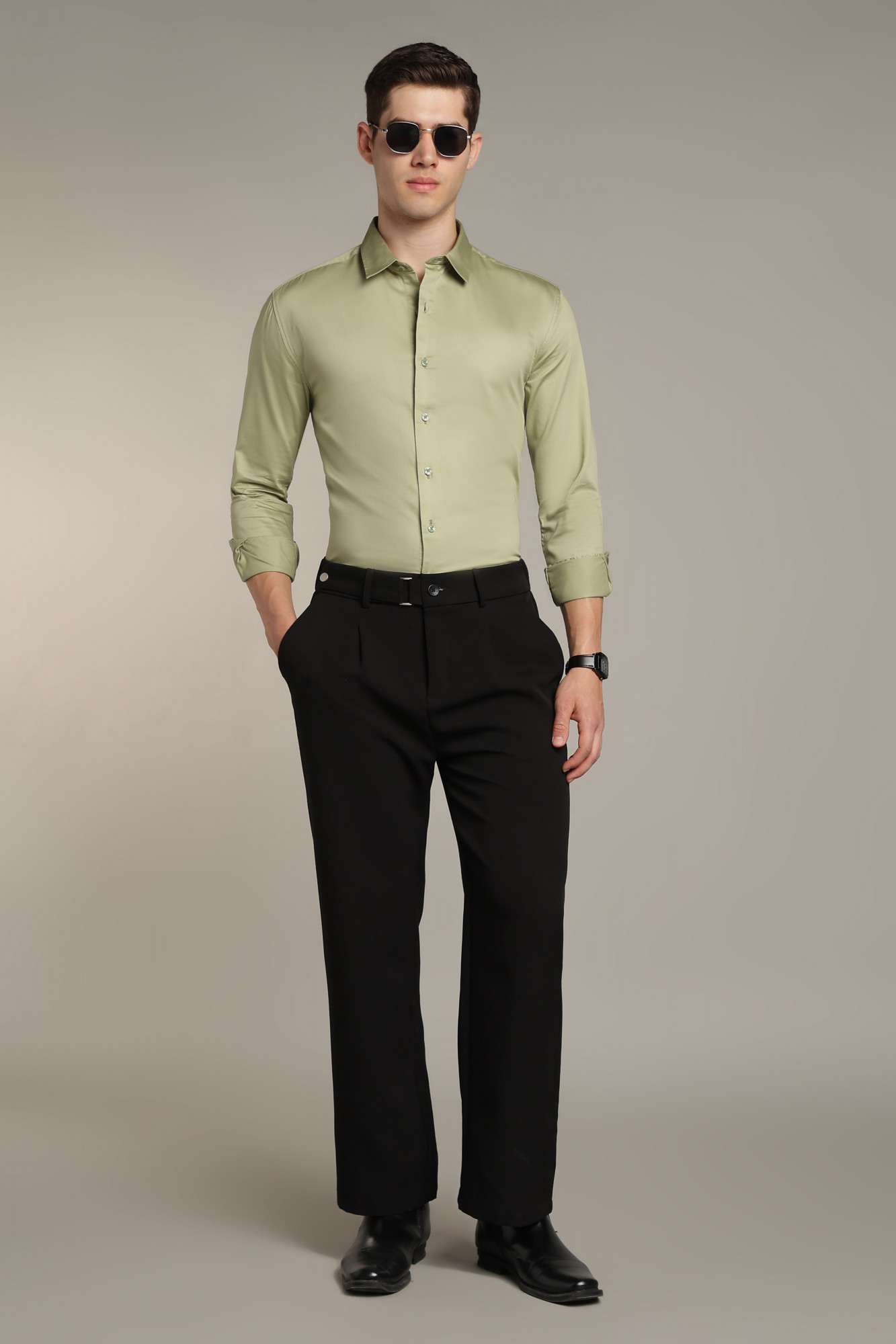 Imperial Satin Shirt  Olive
