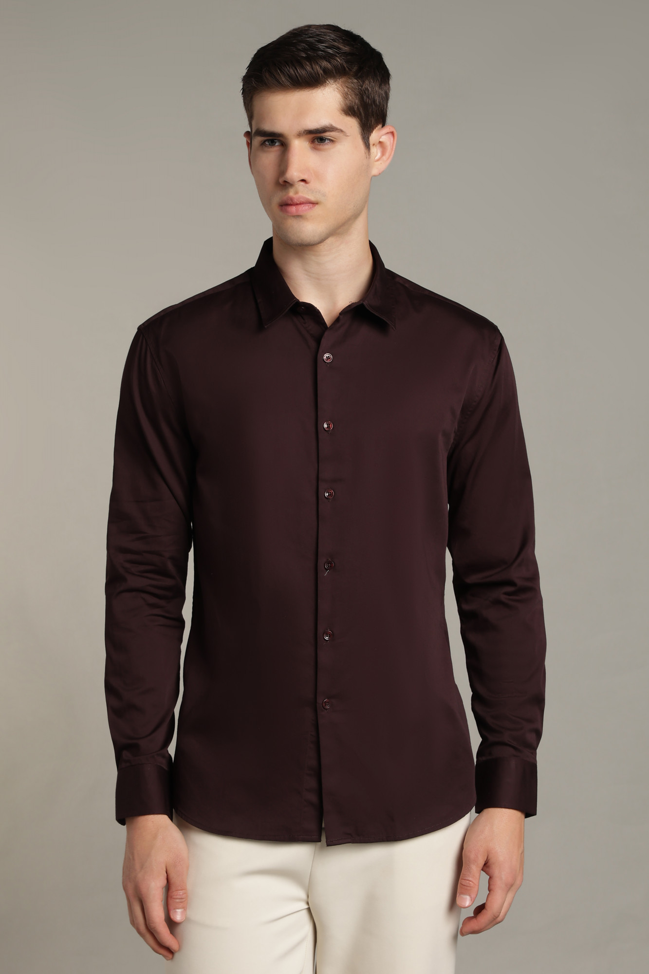 Imperial Satin Shirt  Brown