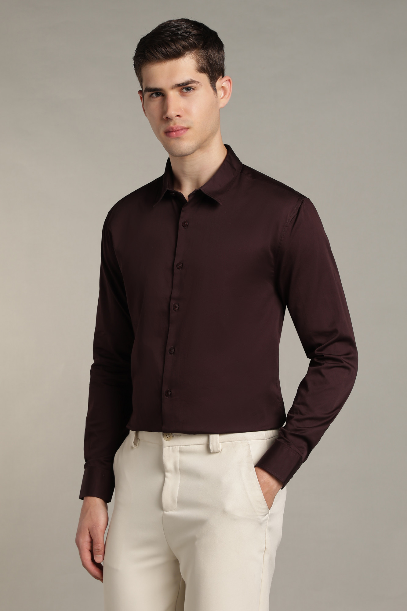 Imperial Satin Shirt  Brown