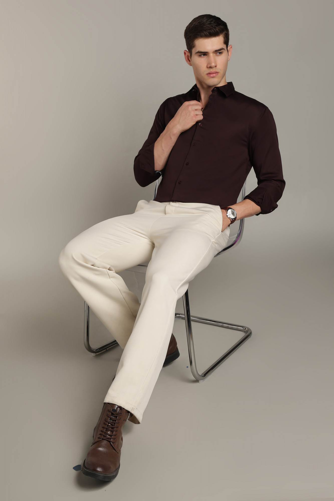 Imperial Satin Shirt Brown