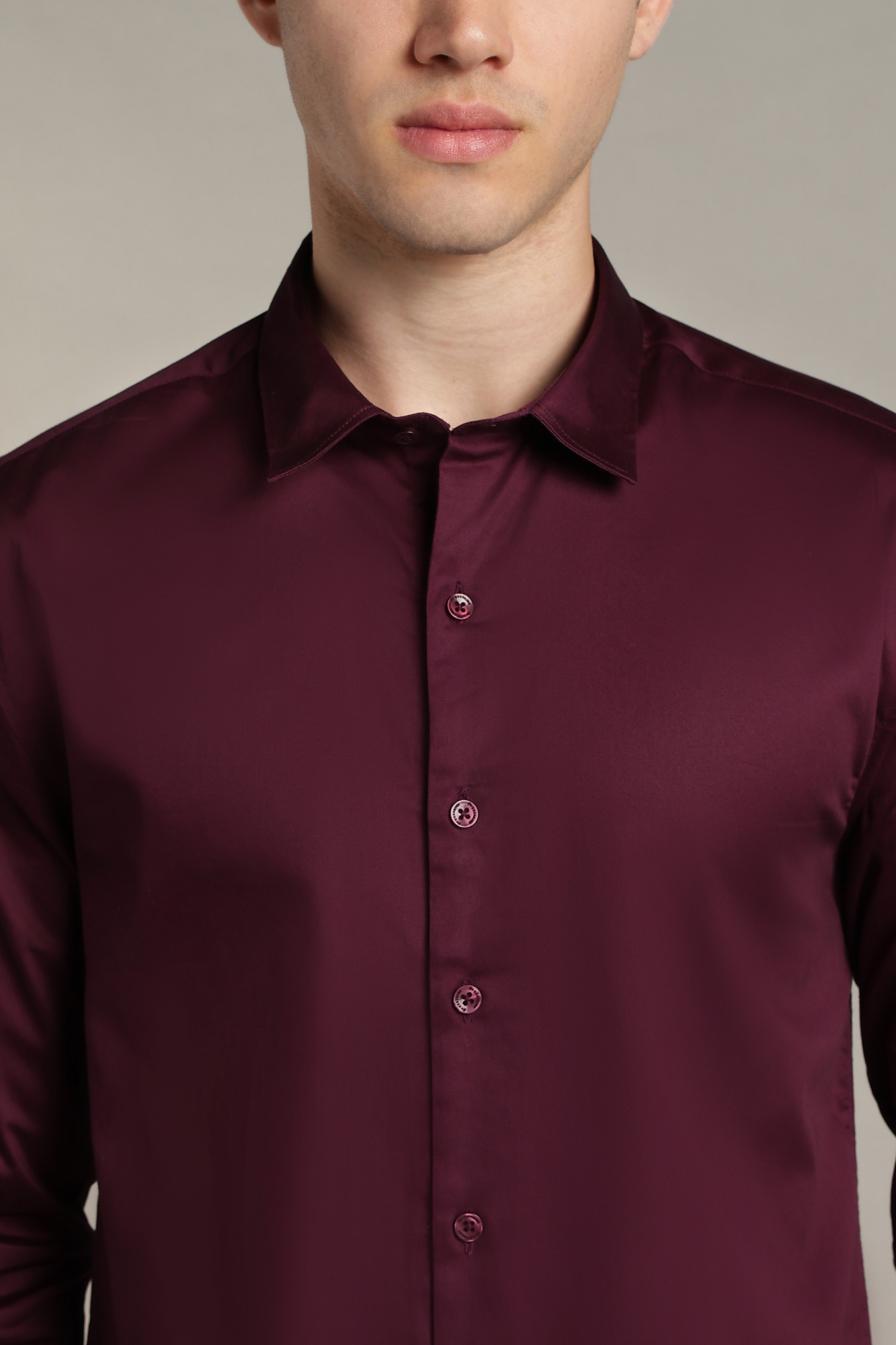 Imperial Satin Shirt  Wine