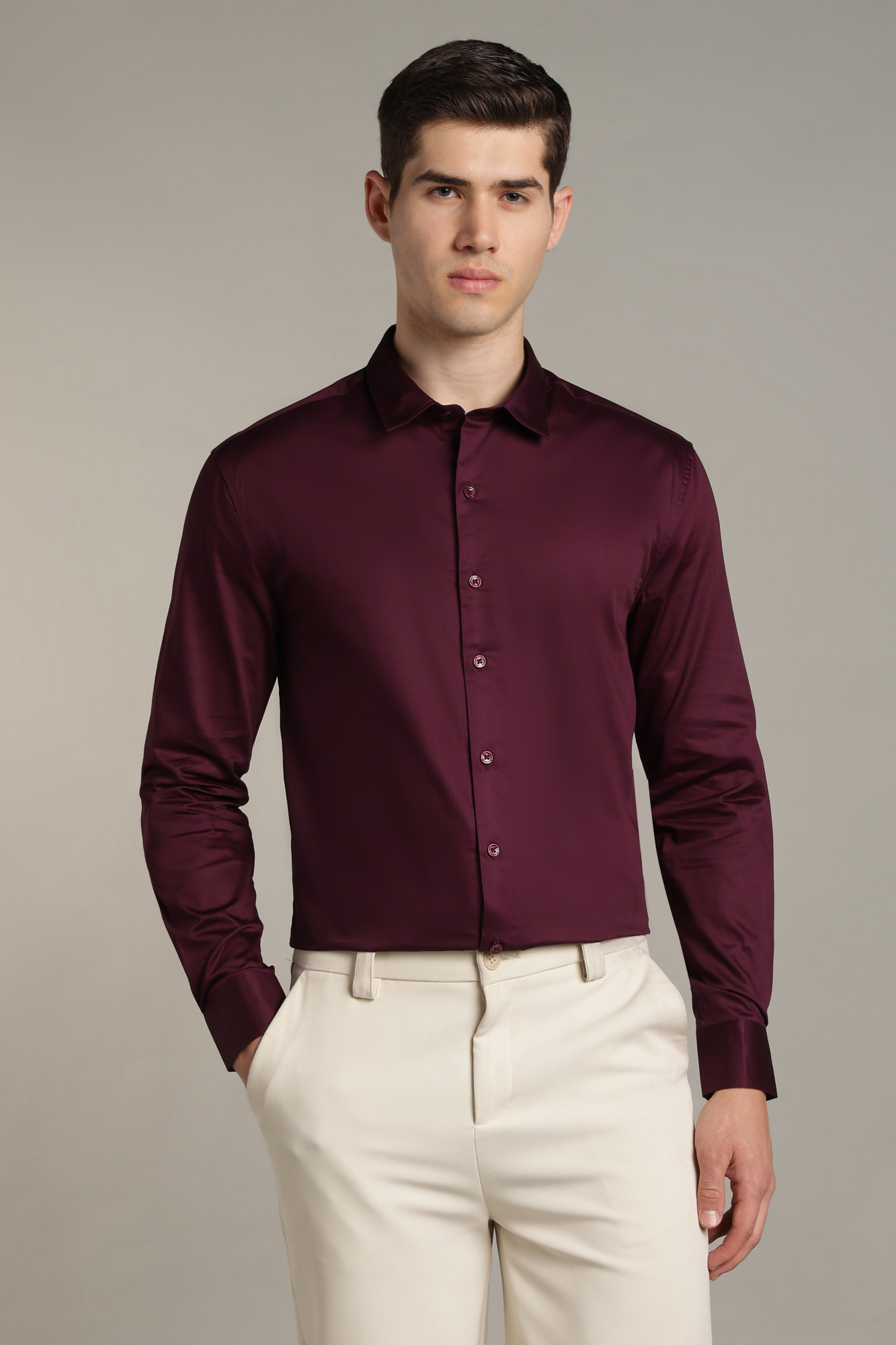 Imperial Satin Shirt  Wine