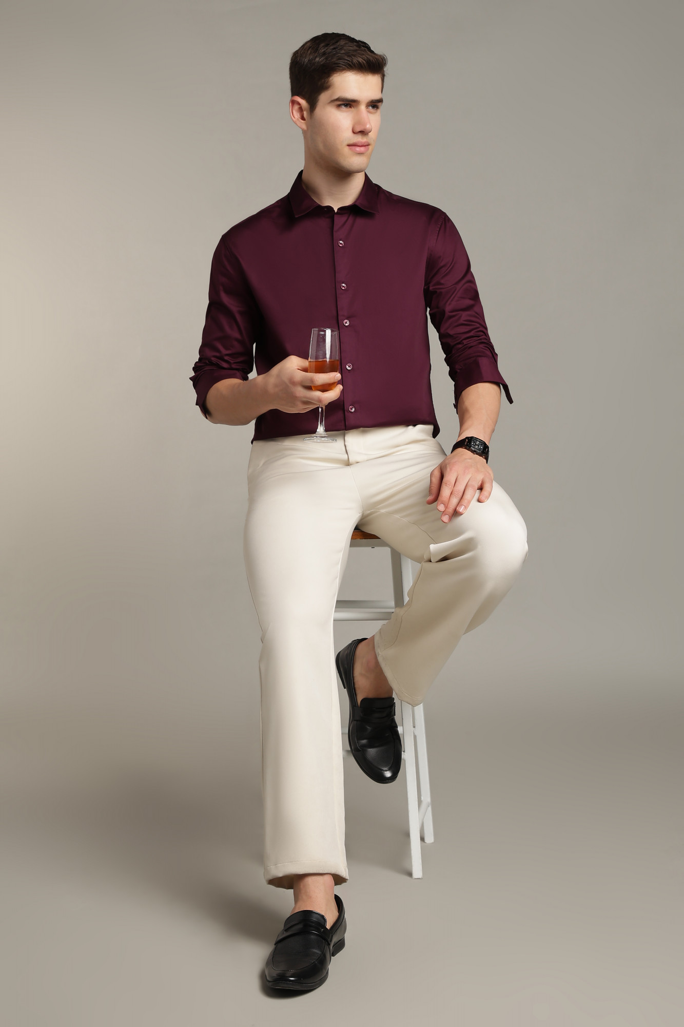Imperial Satin Shirt Wine