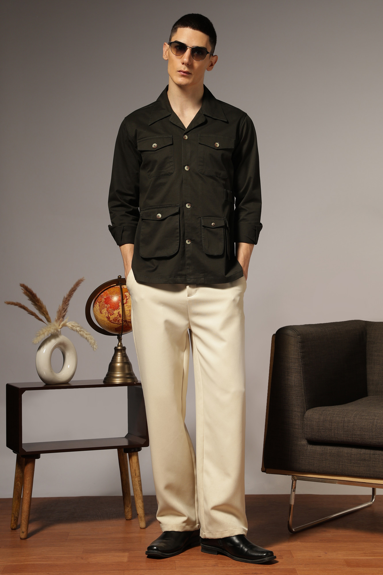 The Signature Safari Shirt  Bottle Green