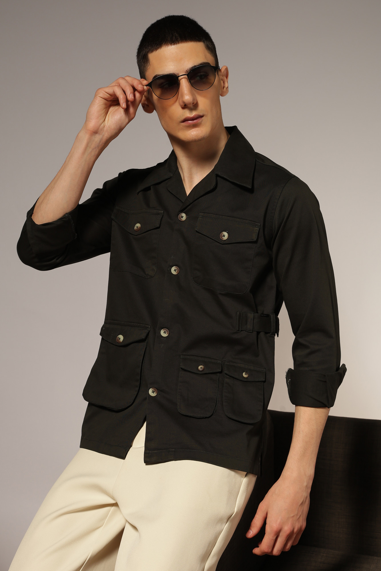 The Signature Safari Shirt  Bottle Green