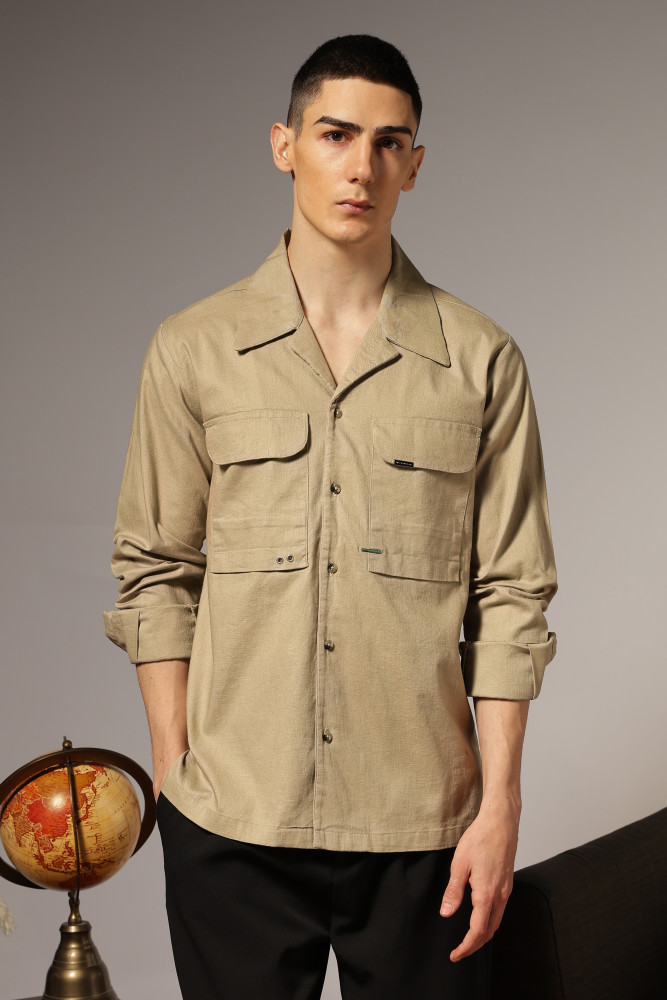 Image of Highlighter Cuban Oxford Shirt – Beige