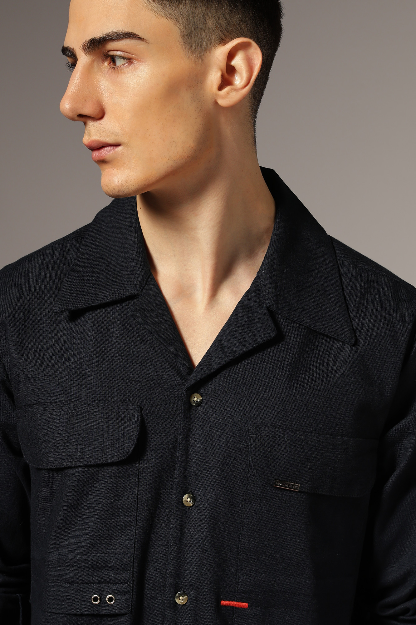 Highlighter Cuban Oxford Shirt  Black