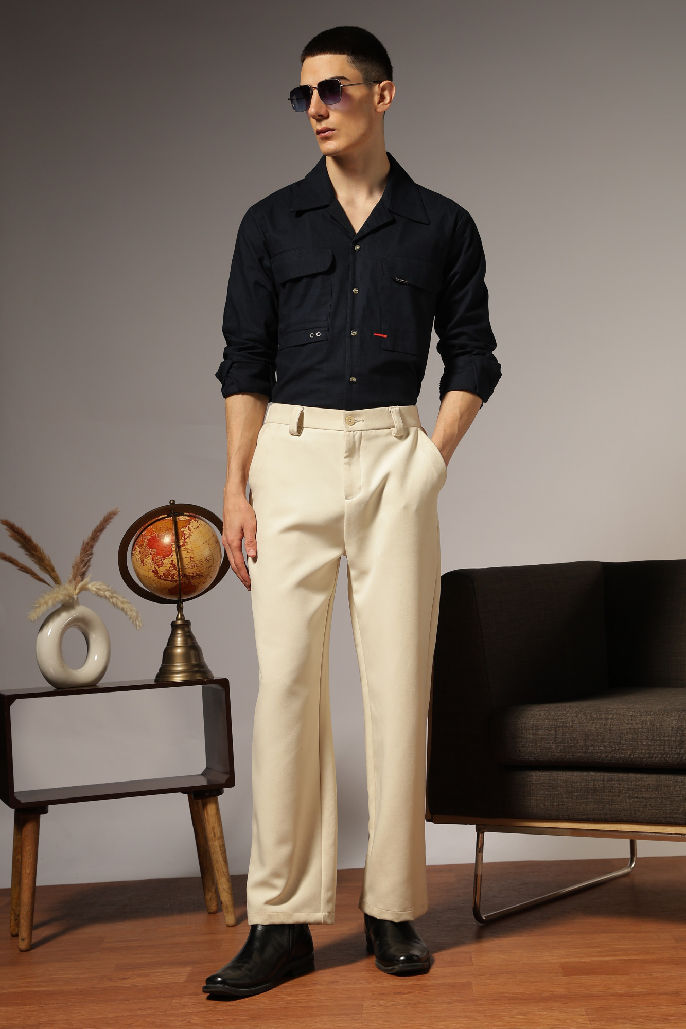 Highlighter Cuban Oxford Shirt  Black